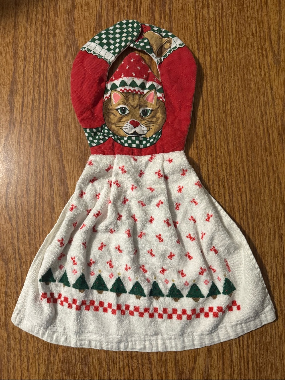 Vintage Santa’s Helper Christmas Velcro Kitty Kitchen Towel